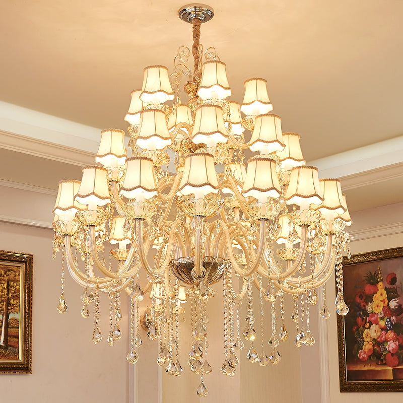 Extra Large Luxury Multi-Tiered Crystal Pendant Chandelier for High-Ceiling Rooms