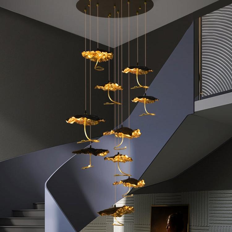 Nordic Art Lotus Leaves Shape Pendant Chandelier for Dining Room / stairs / foyer