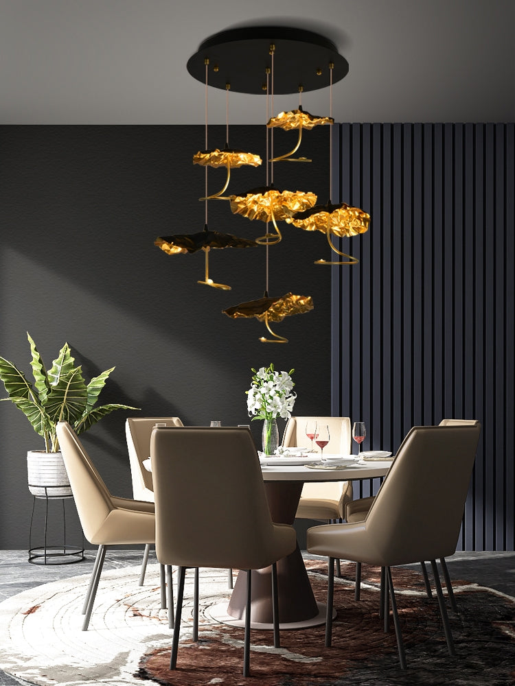 Nordic Art Lotus Leaves Shape Pendant Chandelier for Dining Room / stairs / foyer