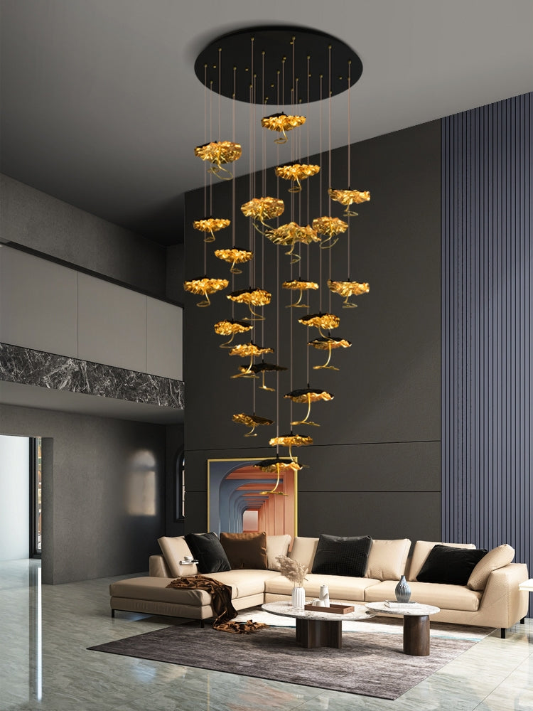 Nordic Art Lotus Leaves Shape Pendant Chandelier for Dining Room / stairs / foyer