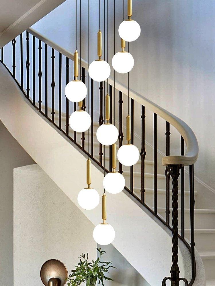 Extra Large Nordic Minimalist Long Pendant Light for Spiral Staircase / high-Ceiling Room
