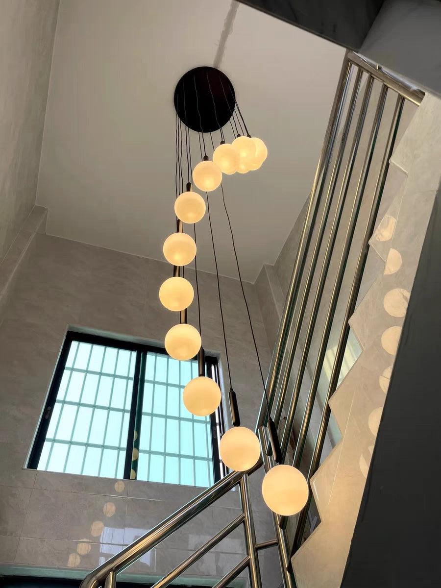 Extra Large Nordic Minimalist Long Pendant Light for Spiral Staircase / high-Ceiling Room