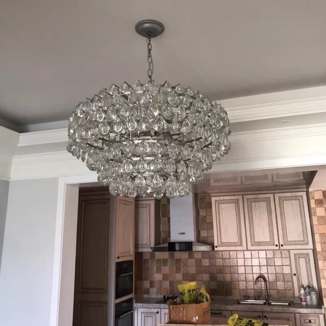 New Modern Tiers Raindrop Crystal Chandelier for Living / dining Room / bedroom / cafe