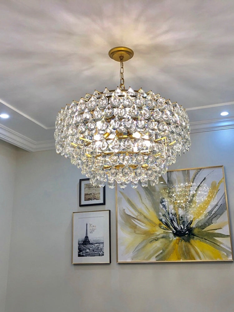 New Modern Tiers Raindrop Crystal Chandelier for Living / dining Room / bedroom / cafe
