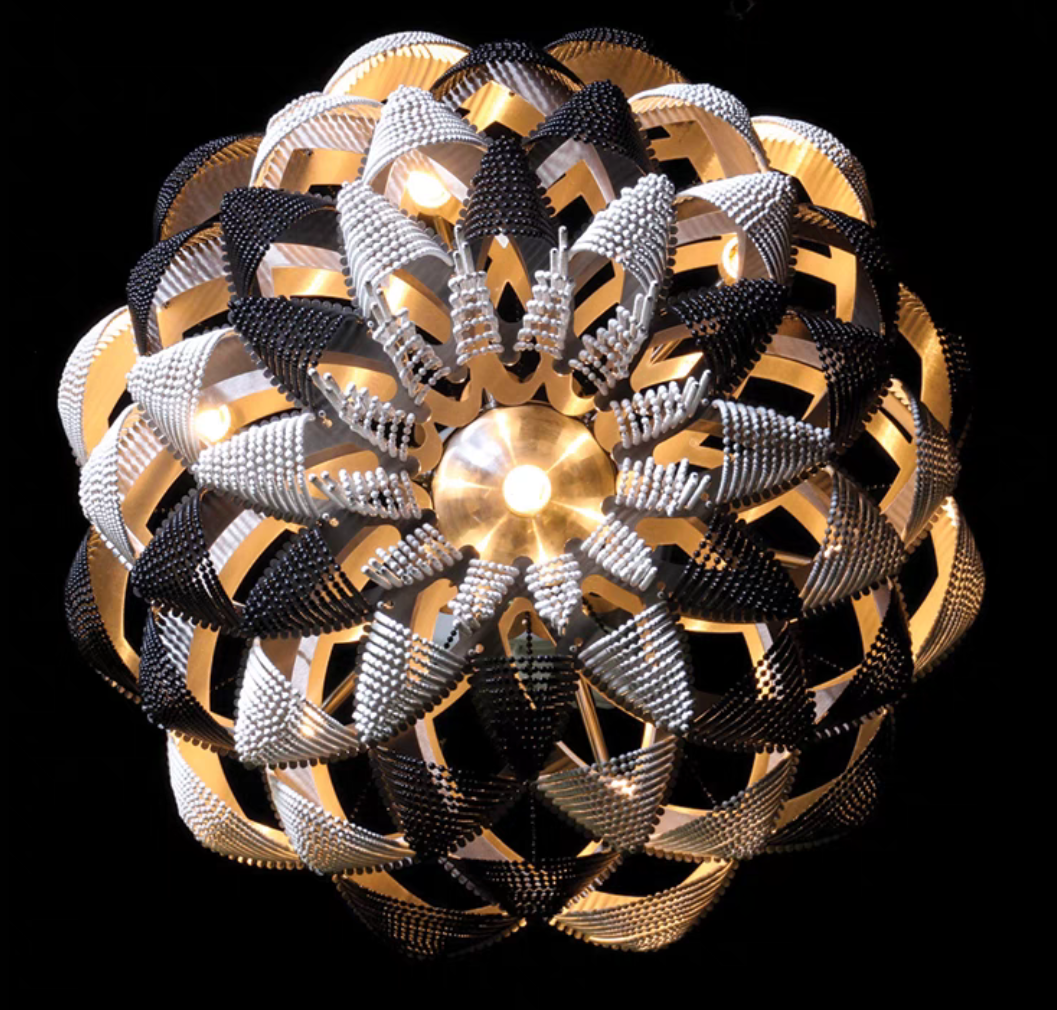 Oversized Modern Aluminium Chain Tassel Pendant Chandelier with Multi-Crafted Finish for Large Living Room
