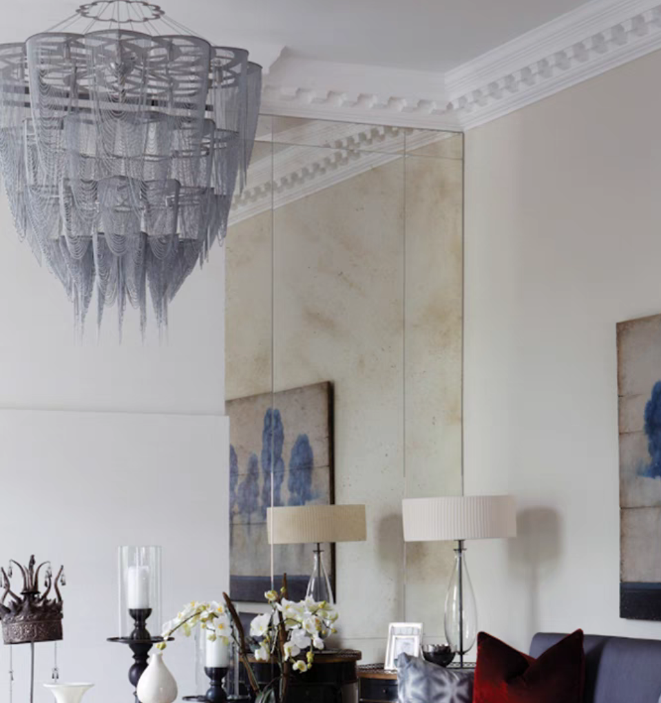 Oversized Modern Aluminium Chain Tassel Pendant Chandelier with Multi-Crafted Finish for Large Living Room