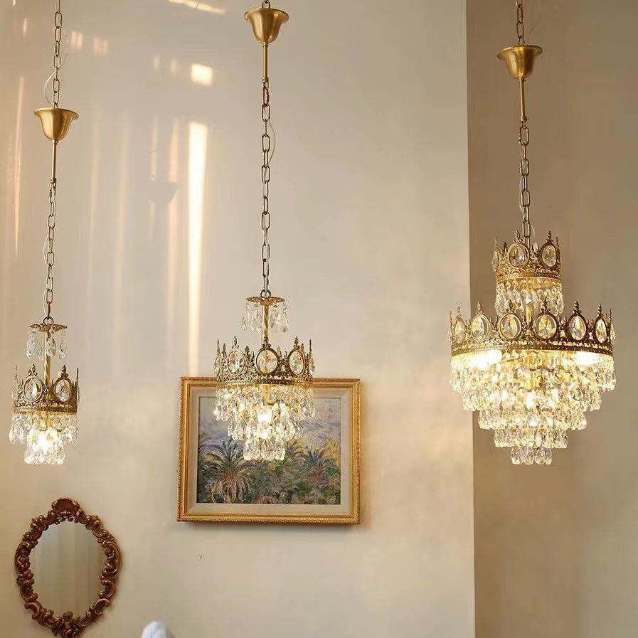 Designer Model Light Luxury Crown Crystal Pendant Chandelier for Bedside / foyer / dining Room