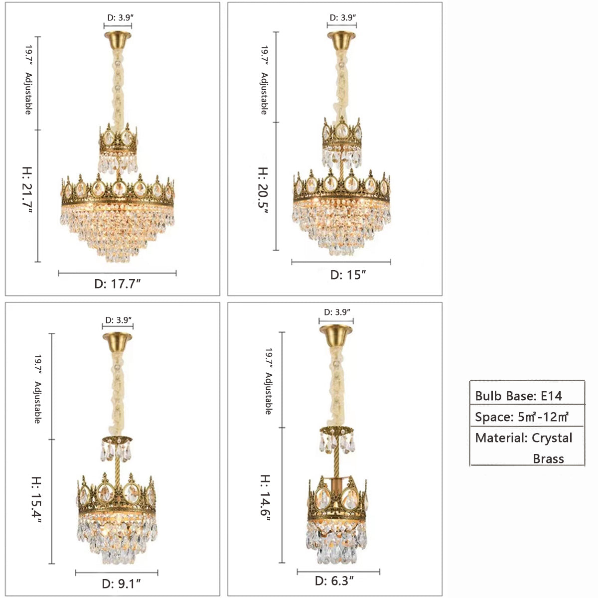 Designer Model Light Luxury Crown Crystal Pendant Chandelier for Bedside / foyer / dining Room