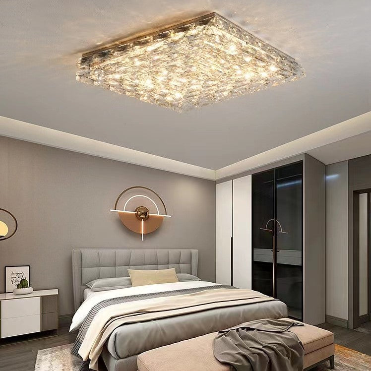 Extra Large Luxury Rectangle Light Flush Mount Crystal Chandelier for Living Room / bedroom