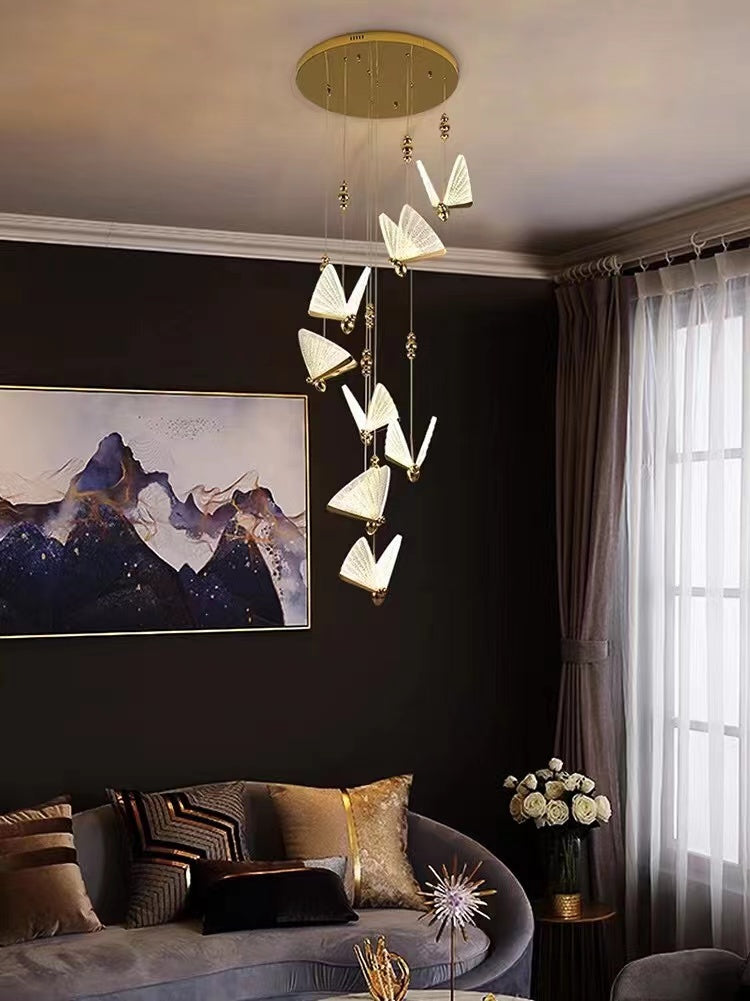 Extra Large Light Luxury Art Butterfly Pendant Chandelier for Bedroom / dining Room / staircase