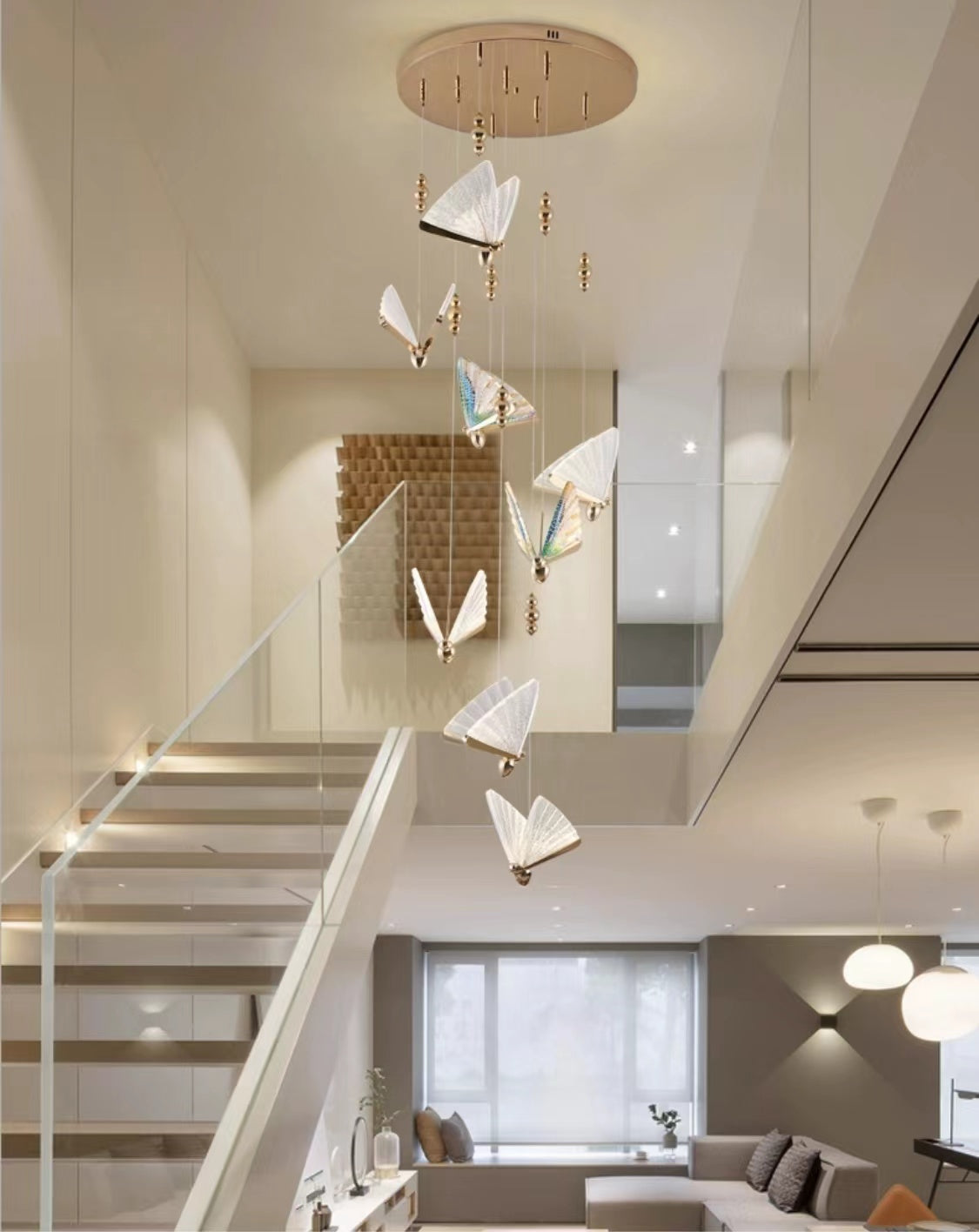Extra Large Light Luxury Art Butterfly Pendant Chandelier for Bedroom / dining Room / staircase