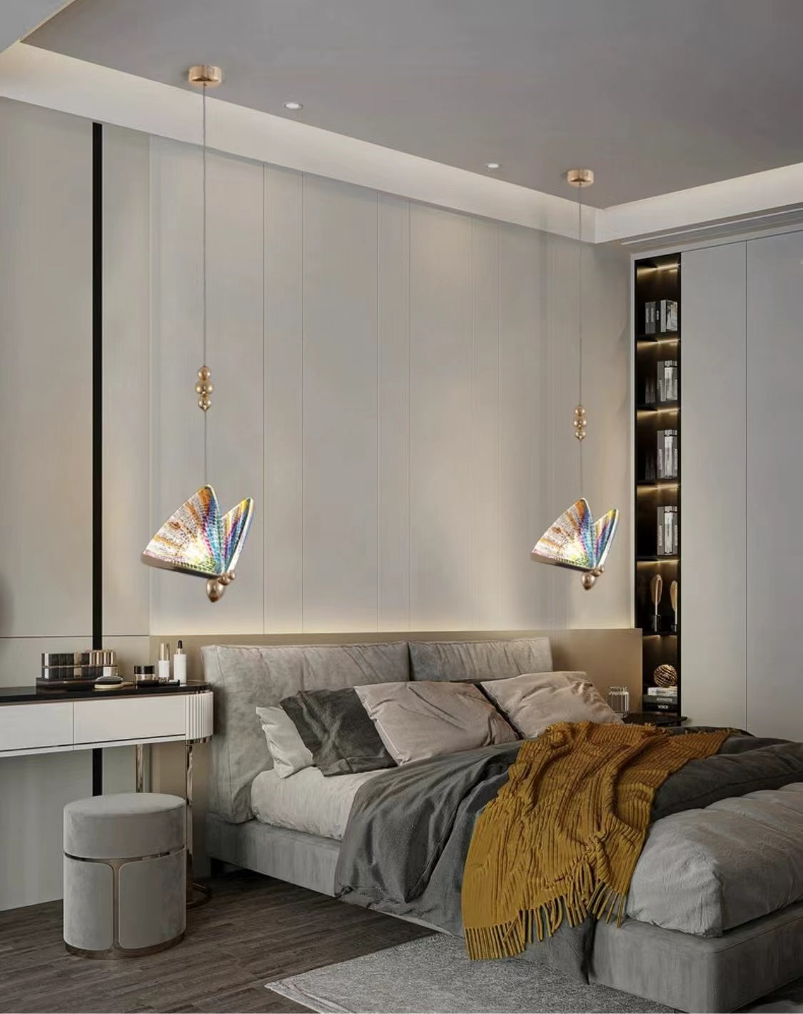 Extra Large Light Luxury Art Butterfly Pendant Chandelier for Bedroom / dining Room / staircase
