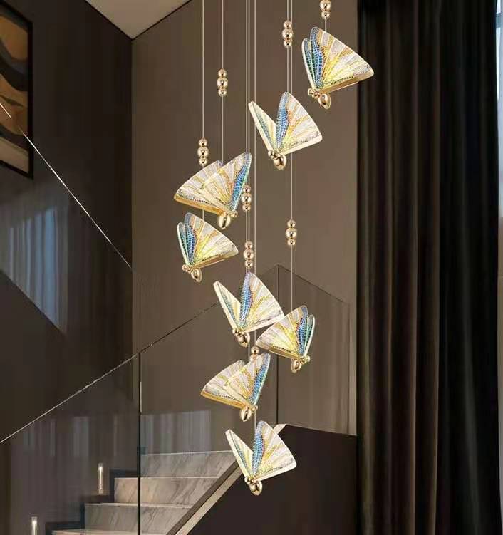 Extra Large Light Luxury Art Butterfly Pendant Chandelier for Bedroom / dining Room / staircase