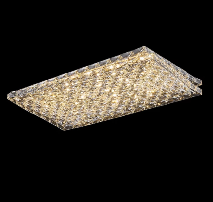 Extra Large Luxury Rectangle Light Flush Mount Crystal Chandelier for Living Room / bedroom