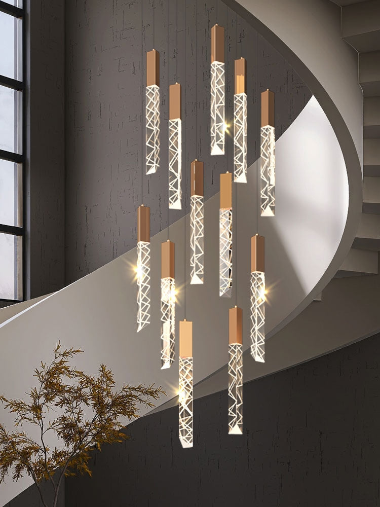 Extra Large Modern K9 Crystal Rod Pendant Long Chandelier for Staircase / living Room / foyer