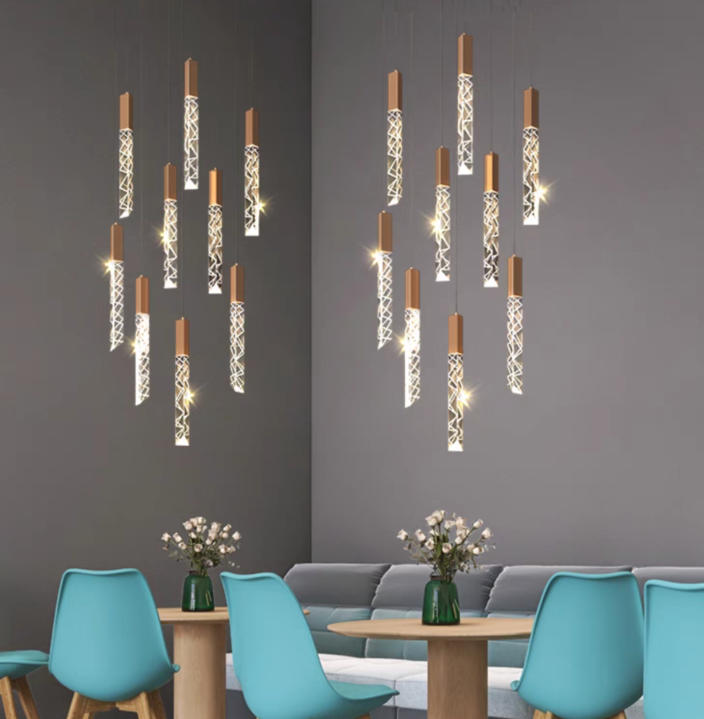Extra Large Modern K9 Crystal Rod Pendant Long Chandelier for Staircase / living Room / foyer