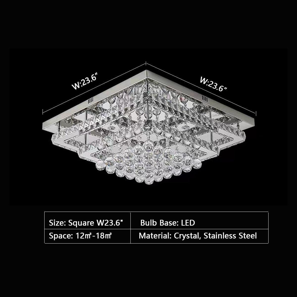 Extra Large Two Layers Rectangle Crystal Flush Mount Chandelier for Living Room / bedroom