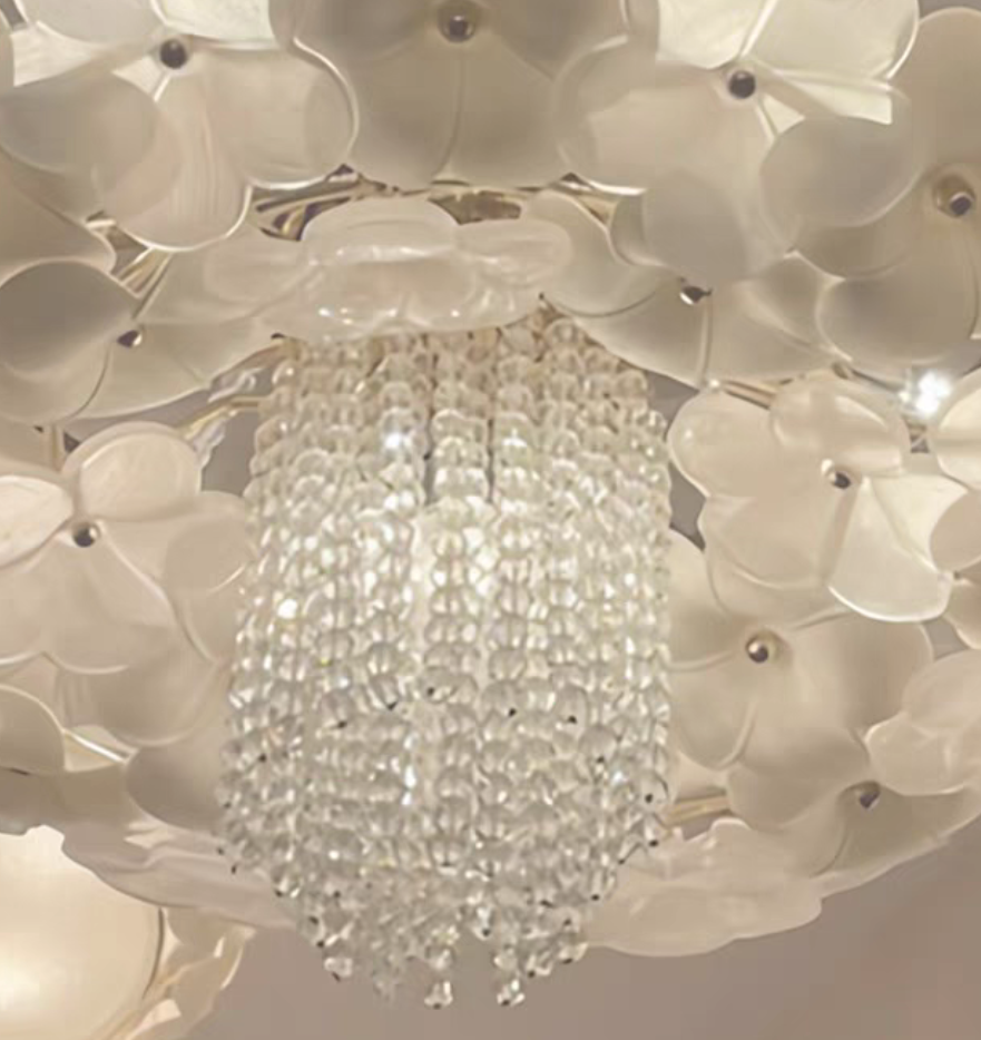 Modern Light Luxury Designer Style Flower Light Crystal Pendant Chandelier for Living Room / bedroom / big