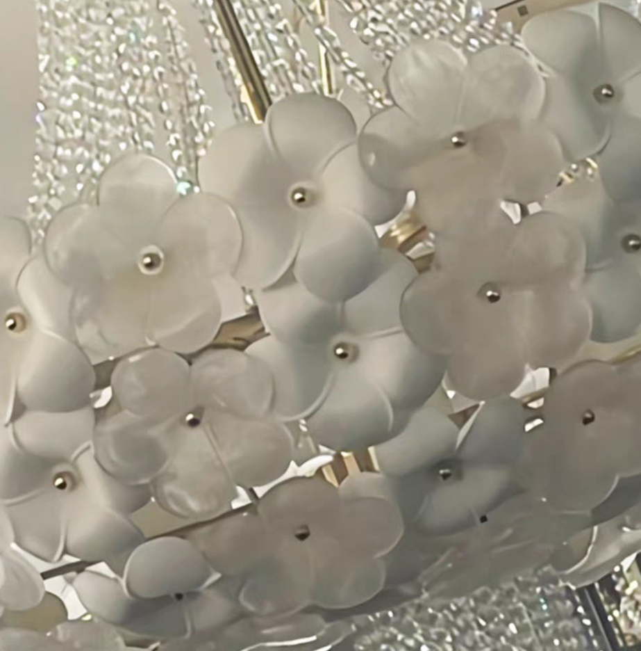 Modern Light Luxury Designer Style Flower Light Crystal Pendant Chandelier for Living Room / bedroom / big