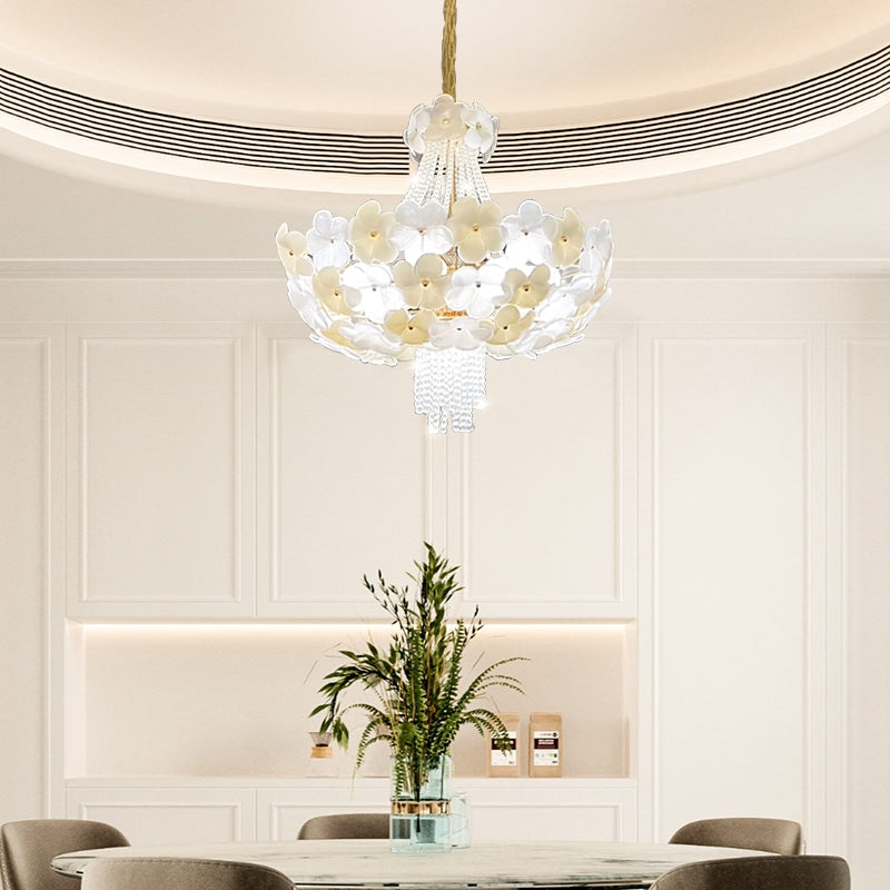 Modern Light Luxury Designer Style Flower Light Crystal Pendant Chandelier for Living Room / bedroom / big
