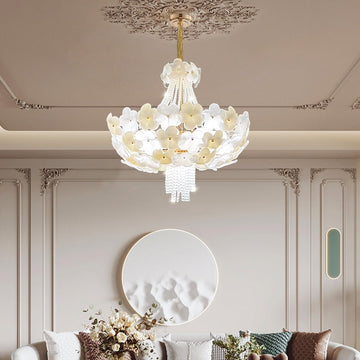 Modern Light Luxury Designer Style Flower Light Crystal Pendant Chandelier for Living Room / bedroom / big