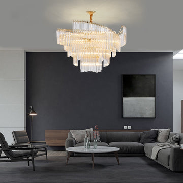 Large Modern Art Spiral Tiers Glass Pendant Chandelier for Living Room / dining Room / entryway