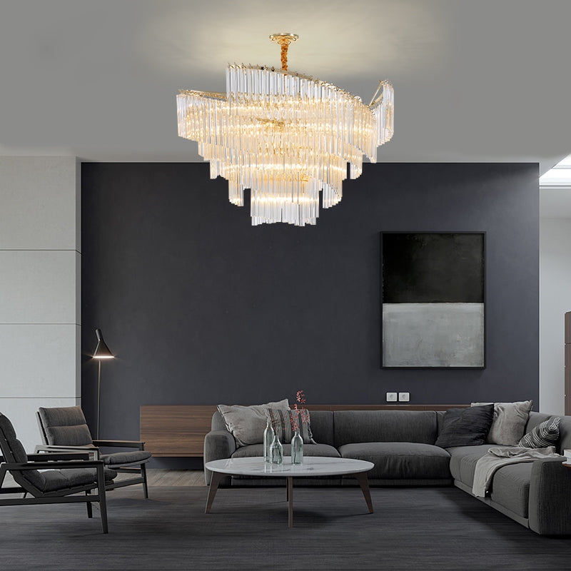 Large Modern Art Spiral Tiers Glass Pendant Chandelier for Living Room / dining Room / entryway