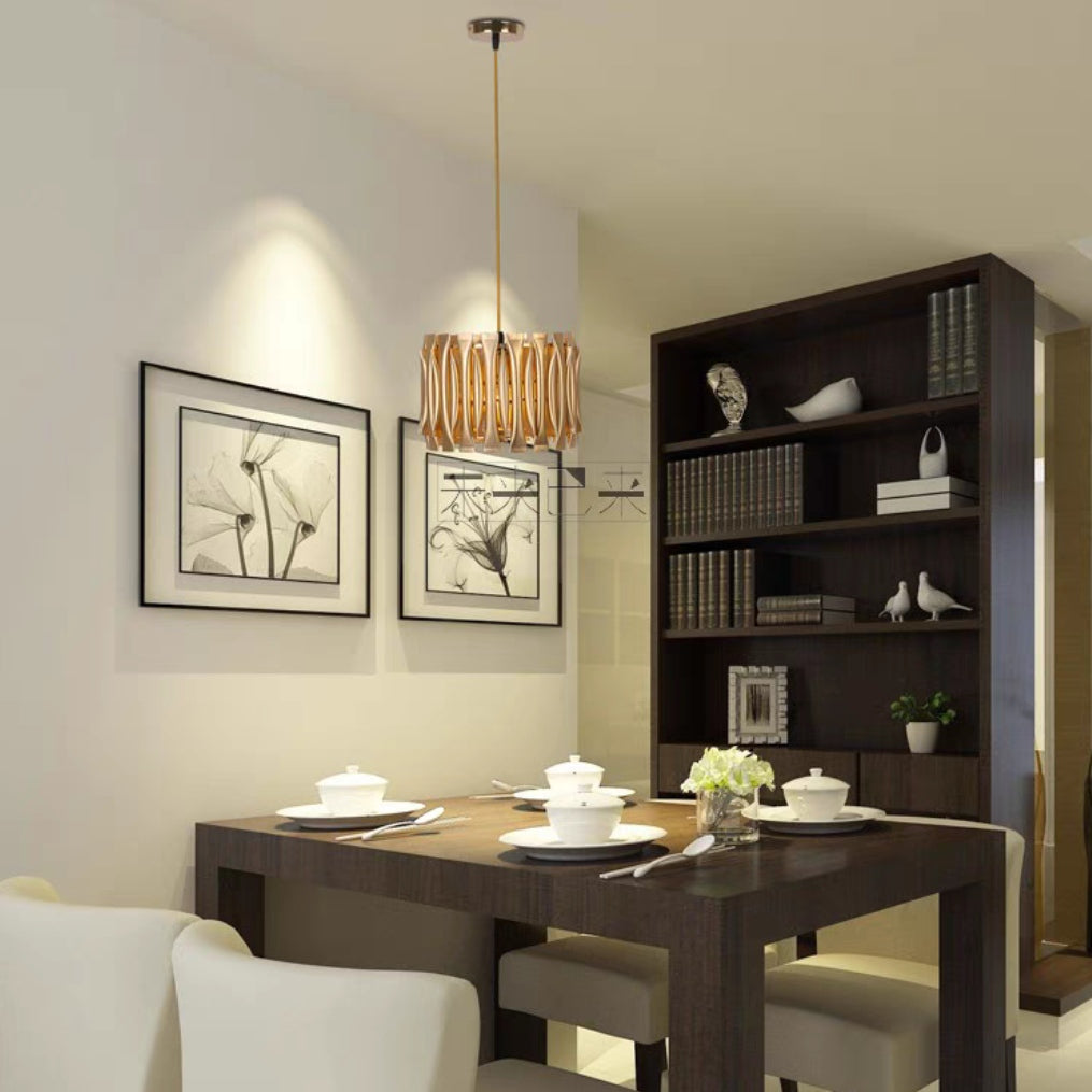Post-Modern Light Luxury Aluminum Hollow Round Gold Chandelier for Living / dining Room / bar