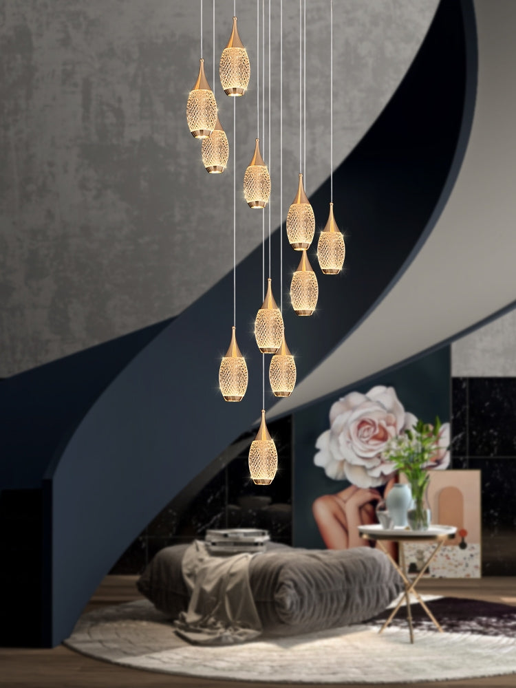 Post-Modern Extra Large Duplex Revolving Staircase Pendant Decoration Chandelier