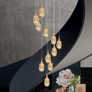 Post-Modern Extra Large Duplex Revolving Staircase Pendant Decoration Chandelier