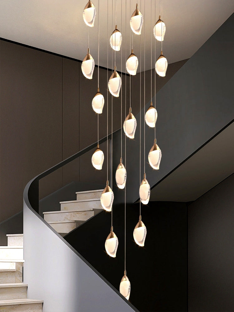 Modern Mango Shape Light Crystal Air Bubbles Pendant Chandelier for Stairs / living Room / high-Ceiling Room