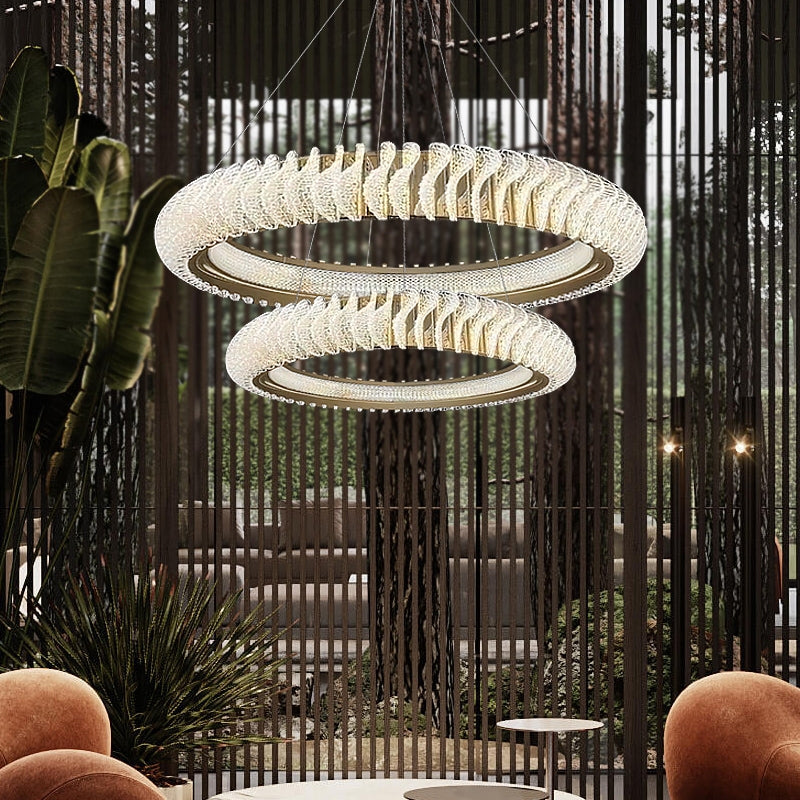 Extra Large Tiers Modern Stainless Steel Ring Chandelier for Living Room / foyer / big Entrys