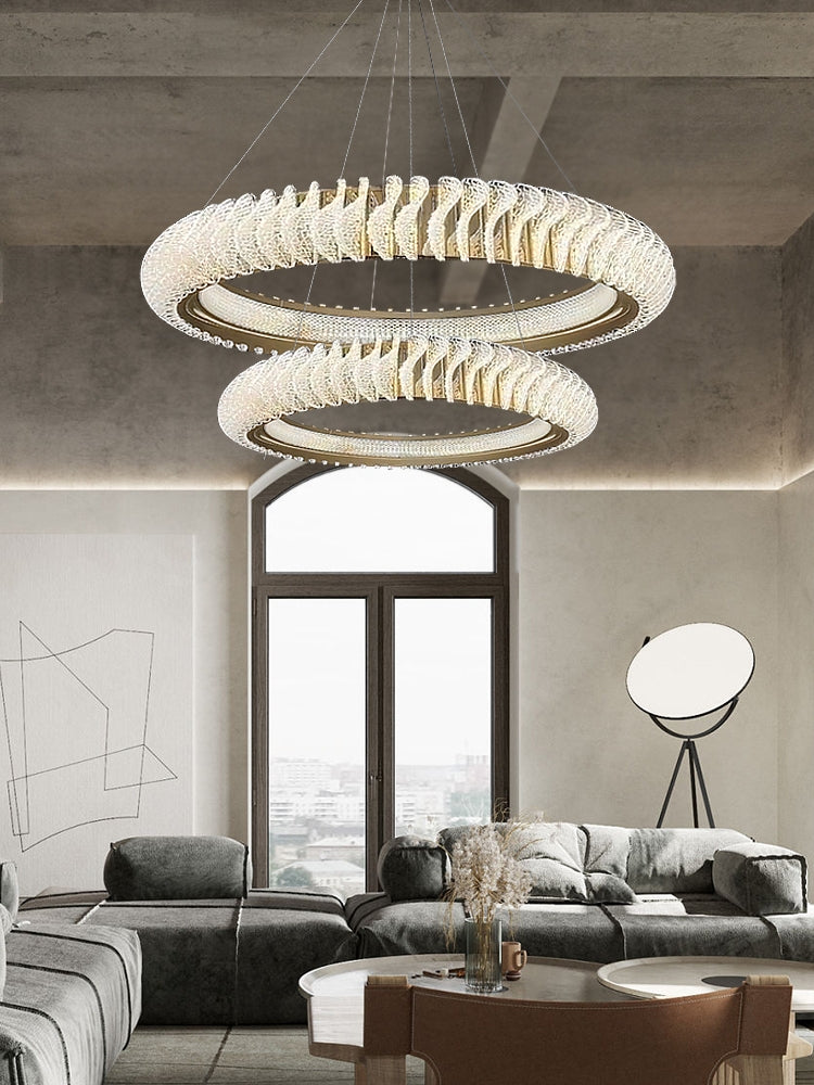 Extra Large Tiers Modern Stainless Steel Ring Chandelier for Living Room / foyer / big Entrys