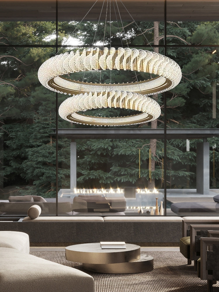 Extra Large Tiers Modern Stainless Steel Ring Chandelier for Living Room / foyer / big Entrys