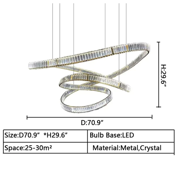 Crystal Chandelier Pendant Light with K9 Crystals and Stainless Steel Chain for Restaurant and Living Room