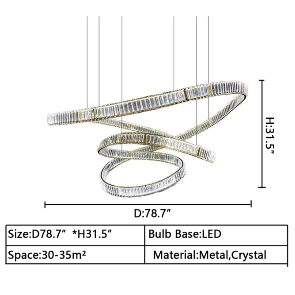 Crystal Chandelier Pendant Light with K9 Crystals and Stainless Steel Chain for Restaurant and Living Room