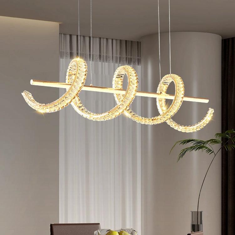 Modern Gold Art Light Luxury Crystal Chandelier for Dining Room / kitchen Island