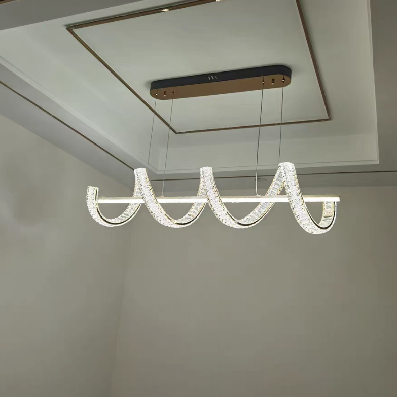 Modern Gold Art Light Luxury Crystal Chandelier for Dining Room / kitchen Island