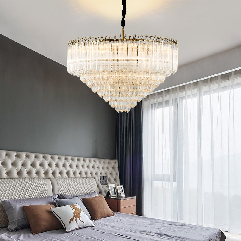 Multi-Tier Modern Light Luxury Crystal Rods Pendant Chandelier for Living Room / bedroom / foyer / entrys