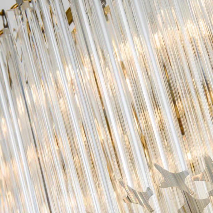 Multi-Tier Modern Light Luxury Crystal Rods Pendant Chandelier for Living Room / bedroom / foyer / entrys