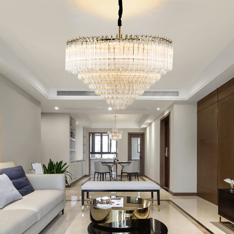 Multi-Tier Modern Light Luxury Crystal Rods Pendant Chandelier for Living Room / bedroom / foyer / entrys