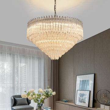 Multi-Tier Modern Light Luxury Crystal Rods Pendant Chandelier for Living Room / bedroom / foyer / entrys
