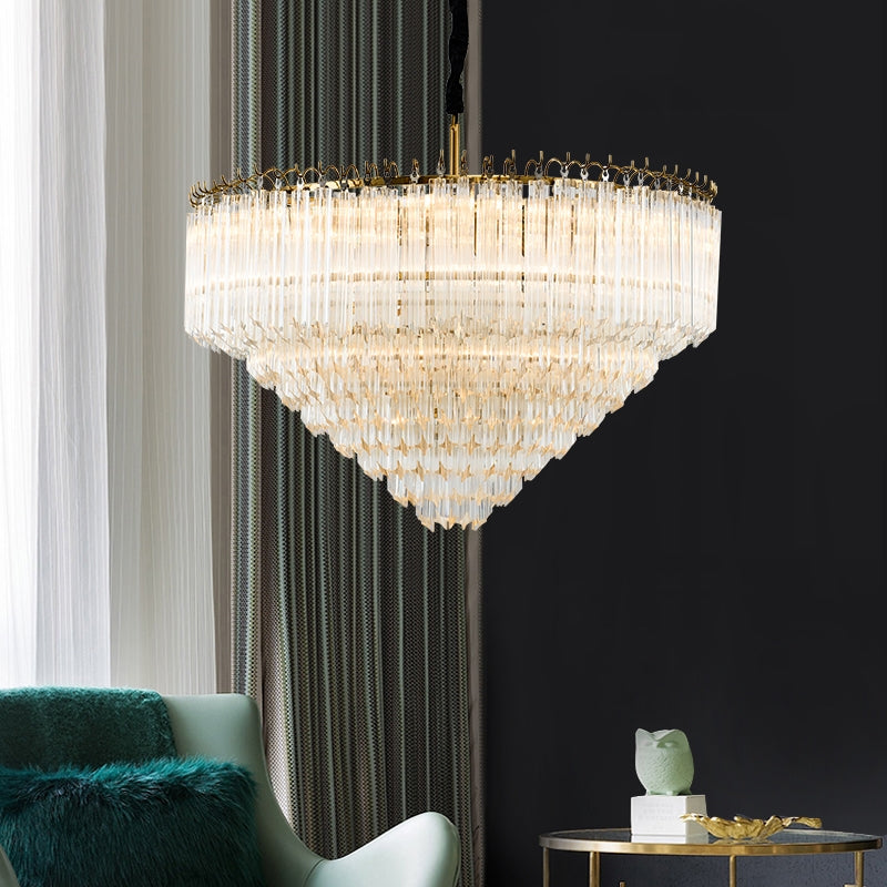 Multi-Tier Modern Light Luxury Crystal Rods Pendant Chandelier for Living Room / bedroom / foyer / entrys