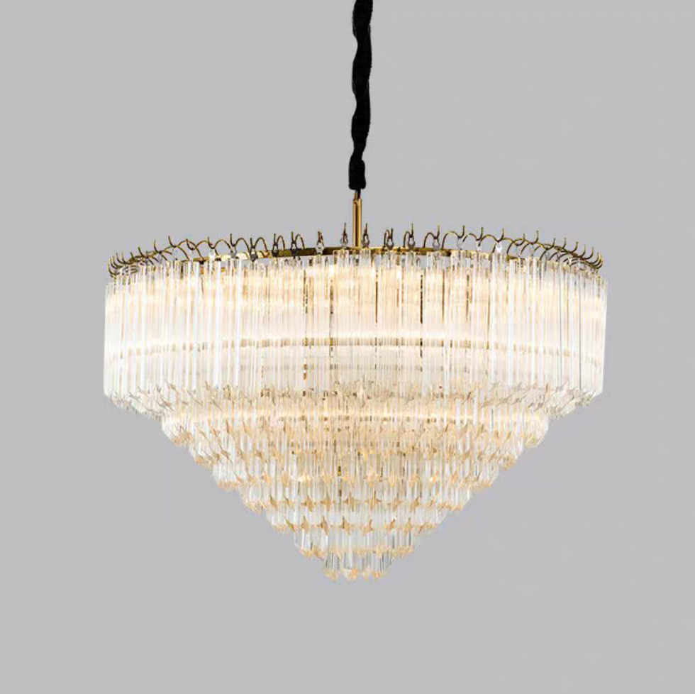 Multi-Tier Modern Light Luxury Crystal Rods Pendant Chandelier for Living Room / bedroom / foyer / entrys