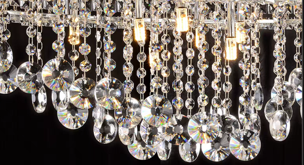 Modern Oversized Flush Mount Oval Crystal Pendant Chandelier for Living Room / dining Table Light