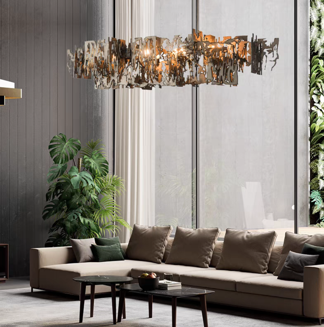 Oversize Post-Modern Avant Art Irregular Metal Piece Chandelier for Living / dining Room / kitchen Island