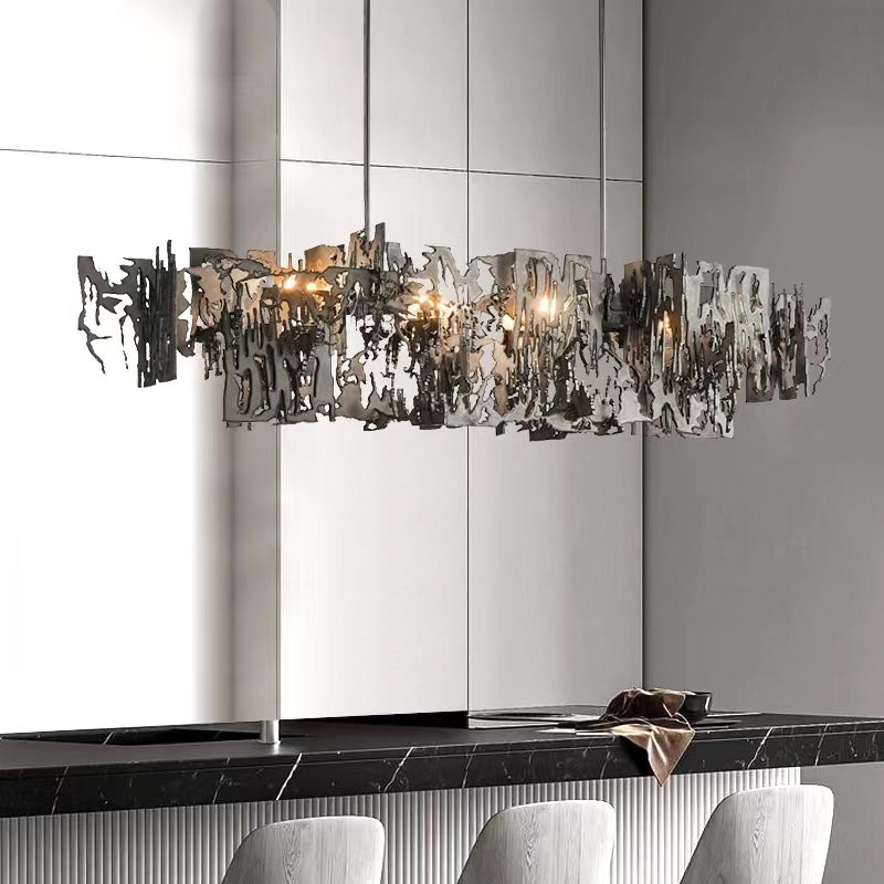 Oversize Post-Modern Avant Art Irregular Metal Piece Chandelier for Living / dining Room / kitchen Island