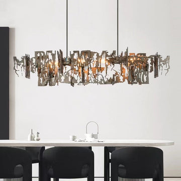 Oversize Post-Modern Avant Art Irregular Metal Piece Chandelier for Living / dining Room / kitchen Island