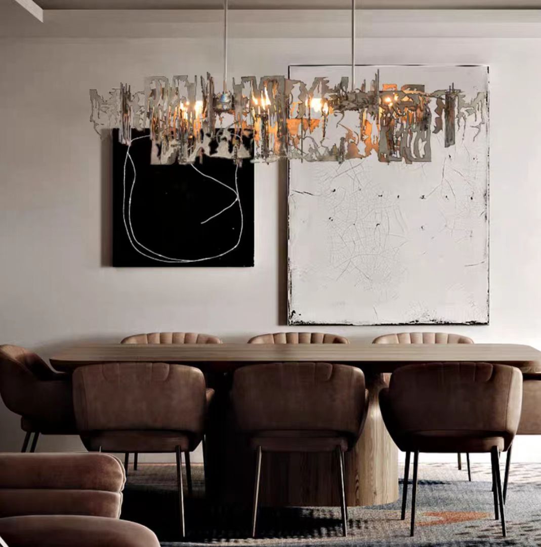 Oversize Post-Modern Avant Art Irregular Metal Piece Chandelier for Living / dining Room / kitchen Island
