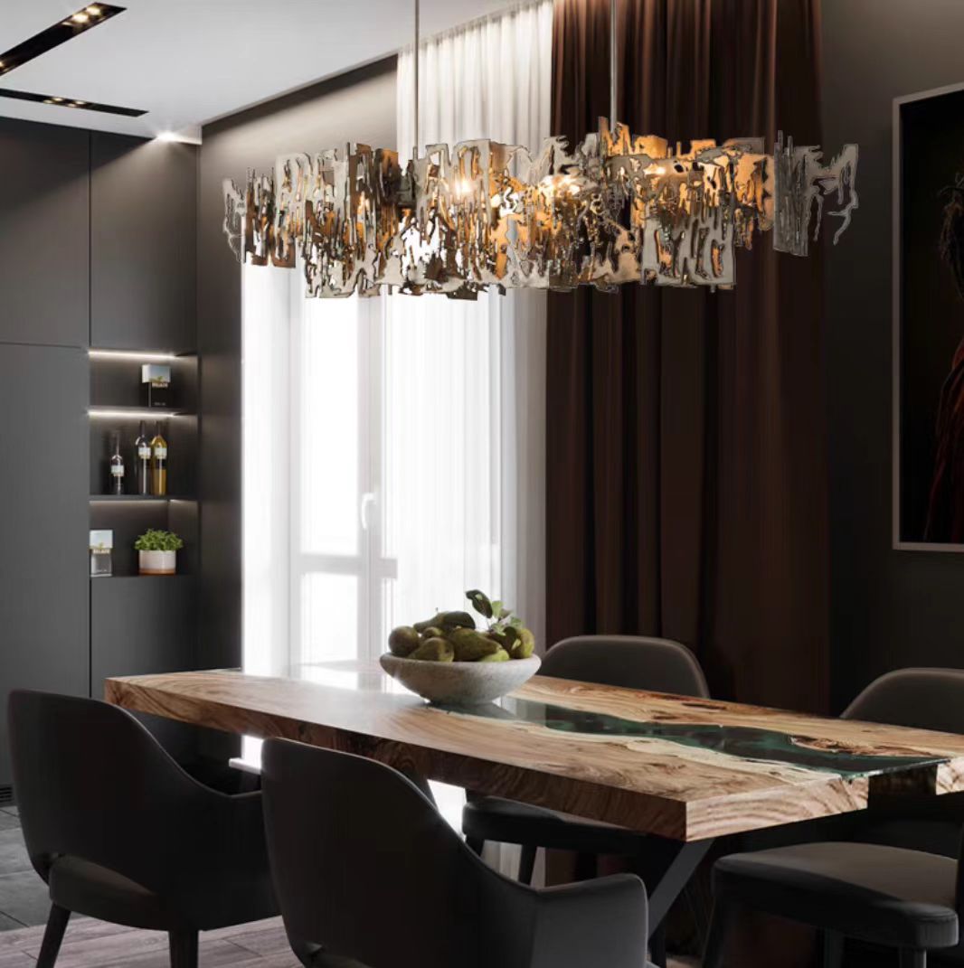 Oversize Post-Modern Avant Art Irregular Metal Piece Chandelier for Living / dining Room / kitchen Island